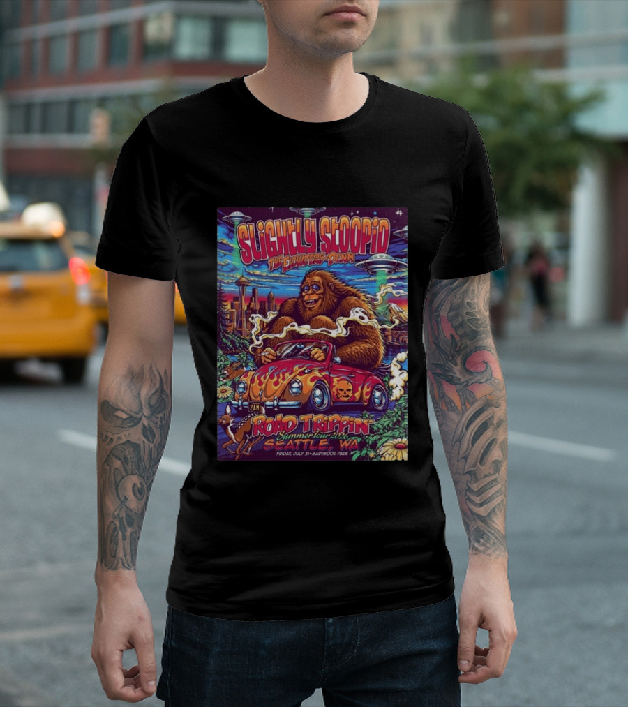 Slightly Stoopid Road Trippin Summer Tour 2026 Seattle WA July 31 Marymoor Park T-Shirt