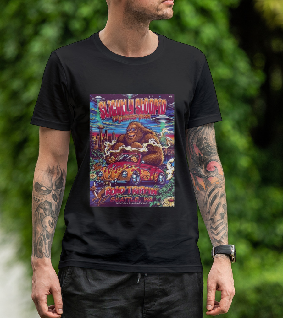 Slightly Stoopid Road Trippin Summer Tour 2026 Seattle WA July 31 Marymoor Park T-Shirt