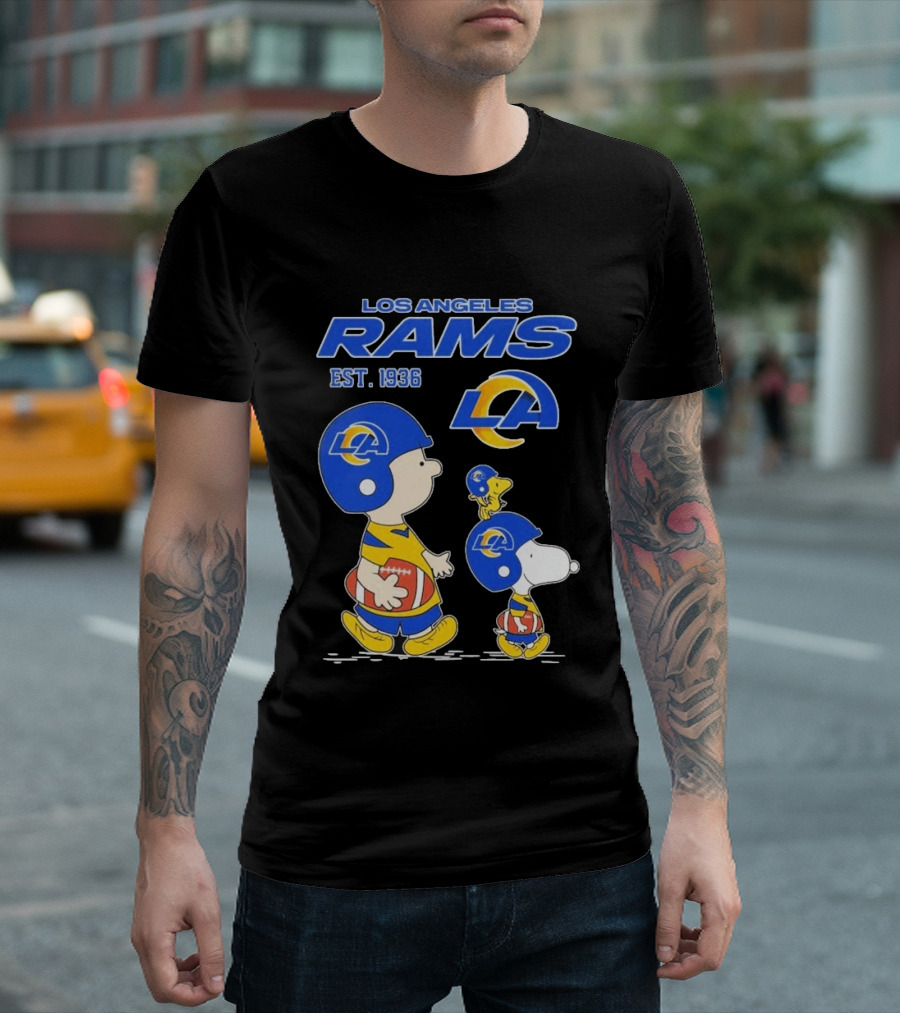 Snoopy Charlie Brown Los Angeles Rams 1936 Football Team LA T-Shirt
