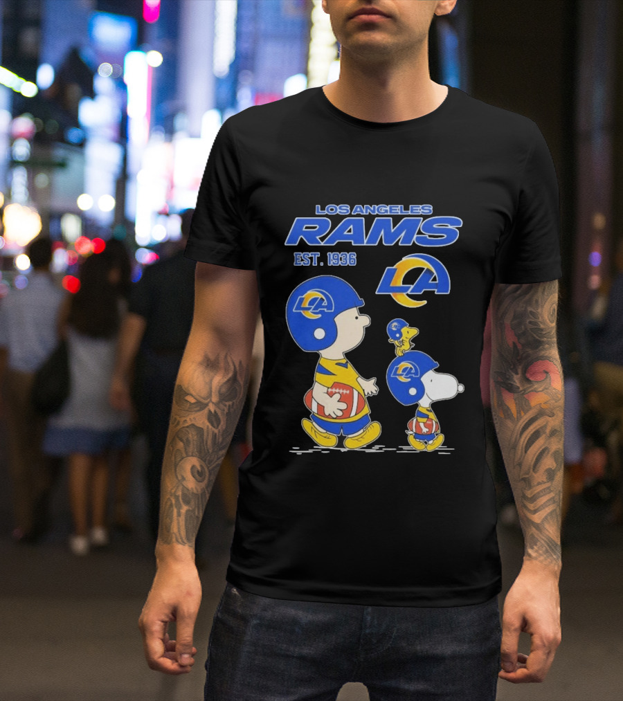 Snoopy Charlie Brown Los Angeles Rams 1936 Football Team LA T-Shirt