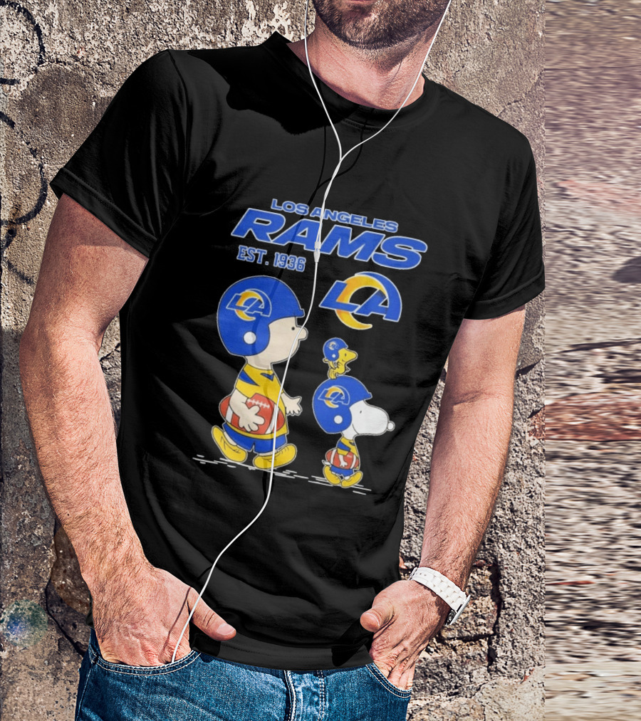 Snoopy Charlie Brown Los Angeles Rams 1936 Football Team LA T-Shirt