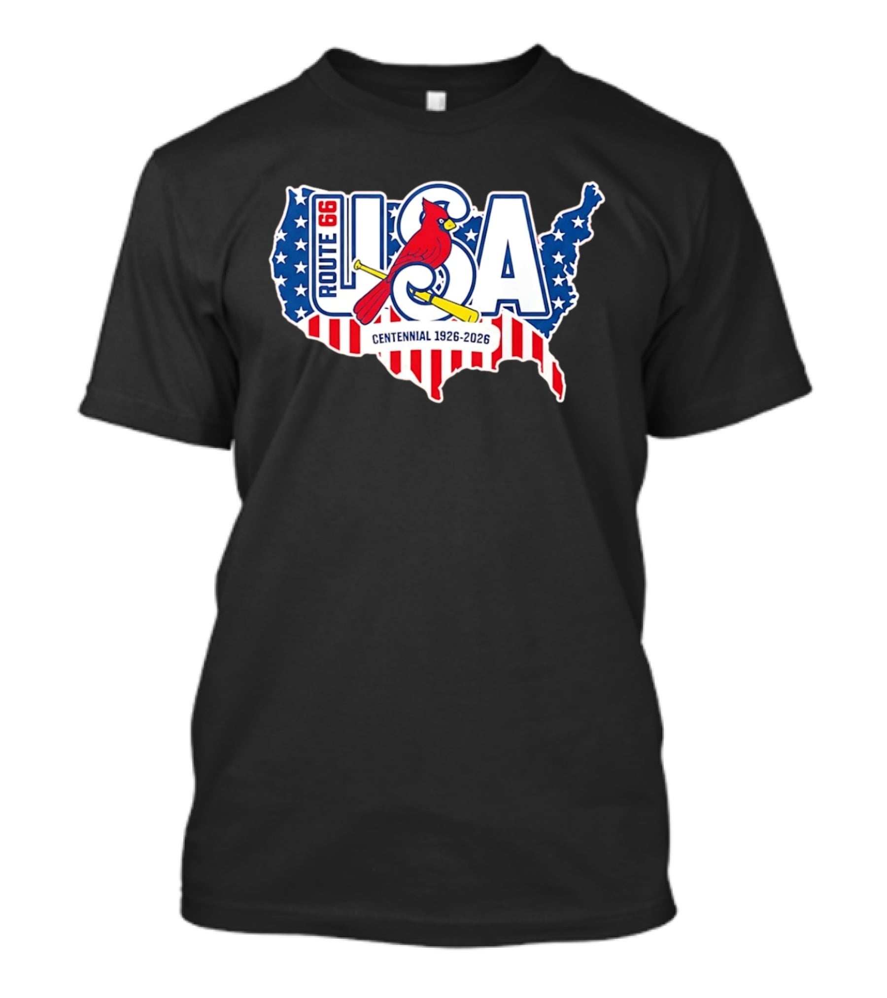 Route 66 USA Centennial 1926 2026 Springfield Cardinals T-Shirt