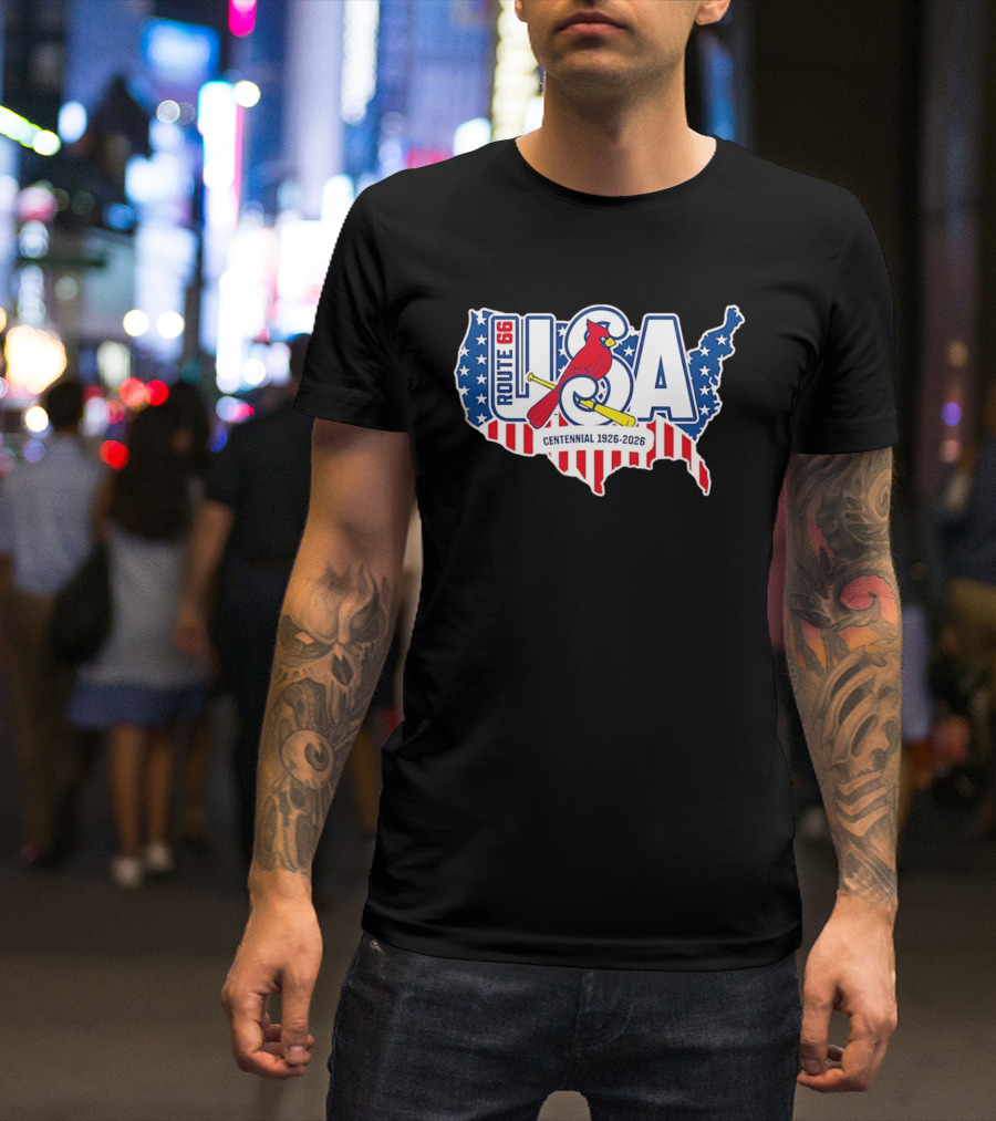 Route 66 USA Centennial 1926 2026 Springfield Cardinals T-Shirt