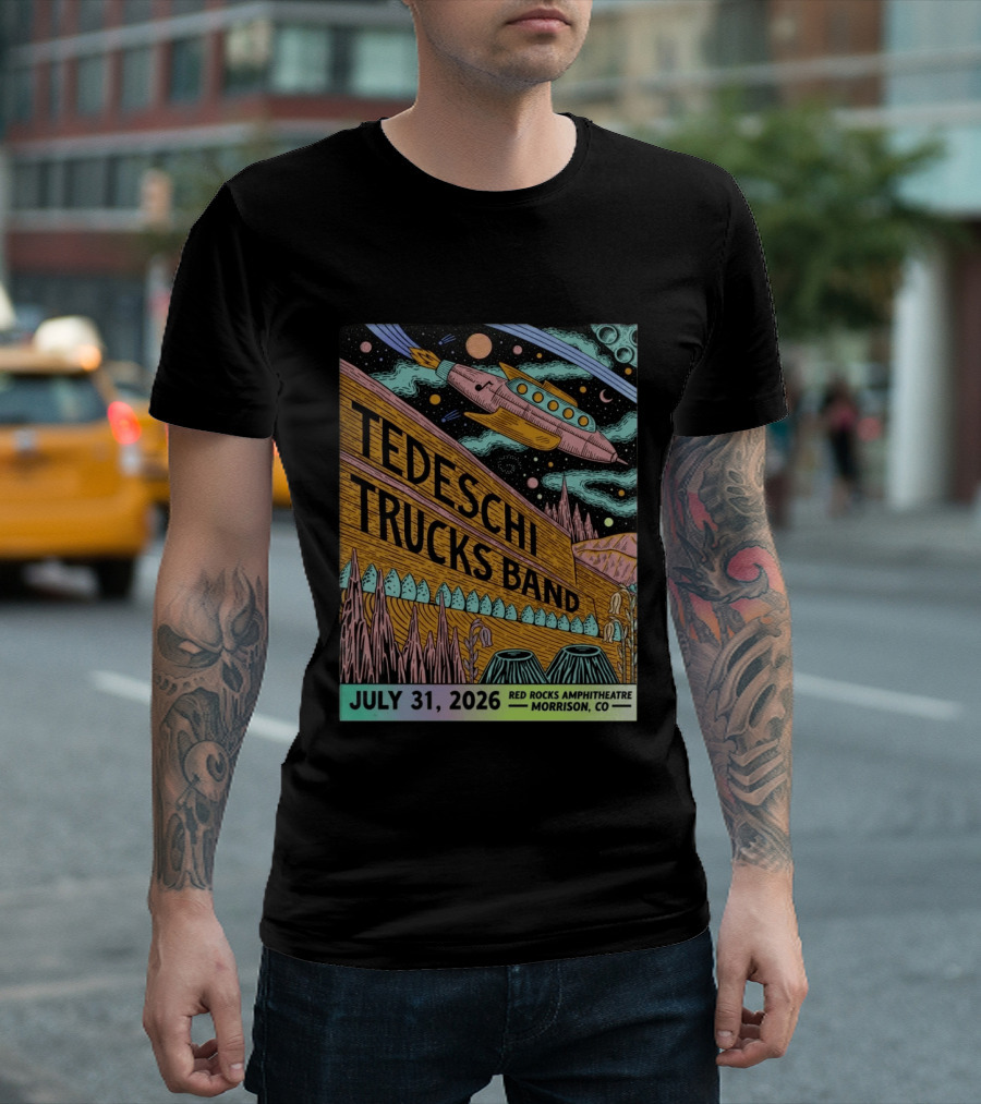 Tedeschi Trucks Band Red Rocks Concert July 31 2026 Morrison CO Spaceship T-Shirt