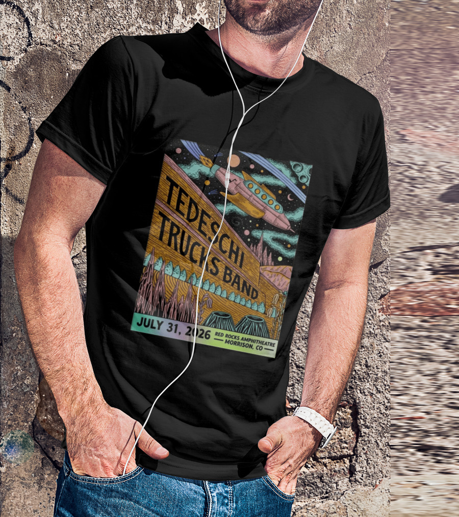 Tedeschi Trucks Band Red Rocks Concert July 31 2026 Morrison CO Spaceship T-Shirt