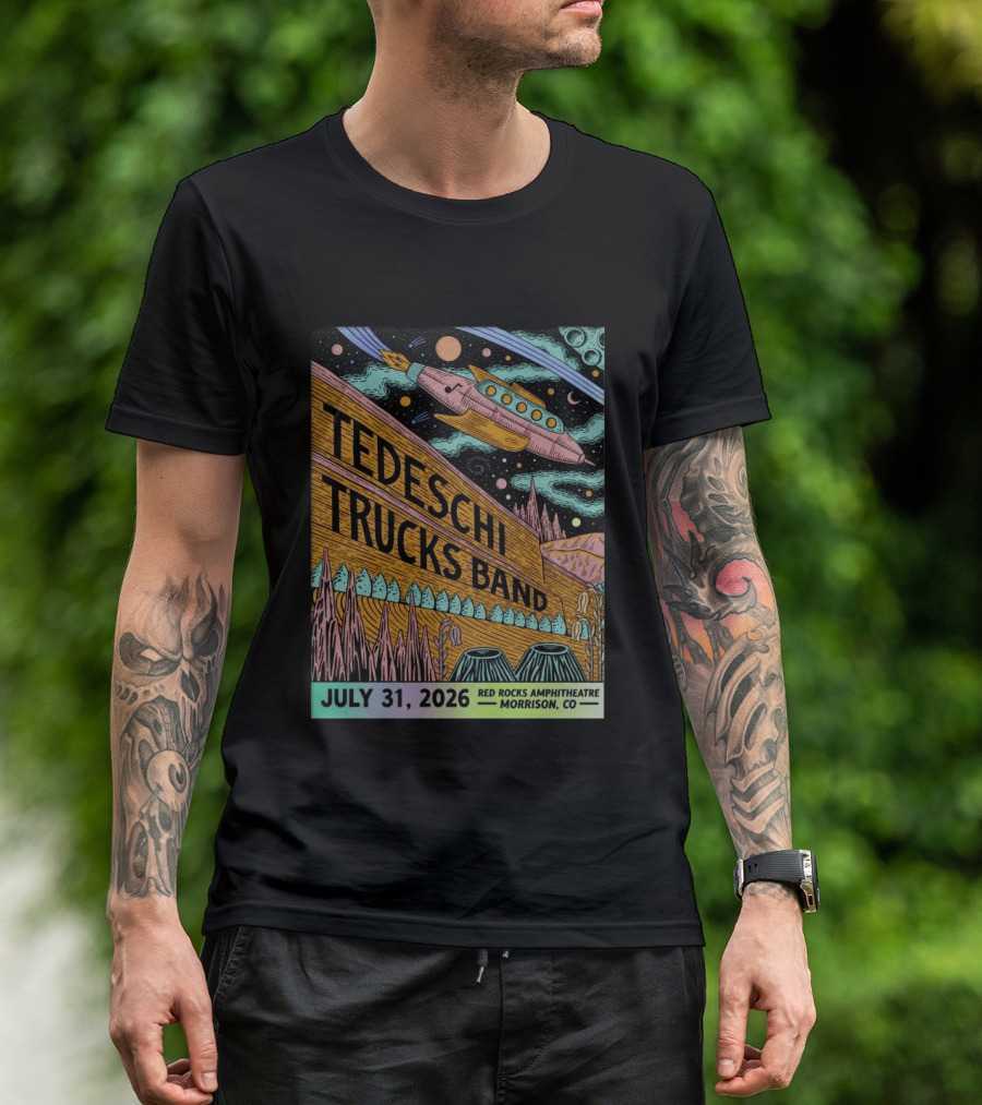 Tedeschi Trucks Band Red Rocks Concert July 31 2026 Morrison CO Spaceship T-Shirt
