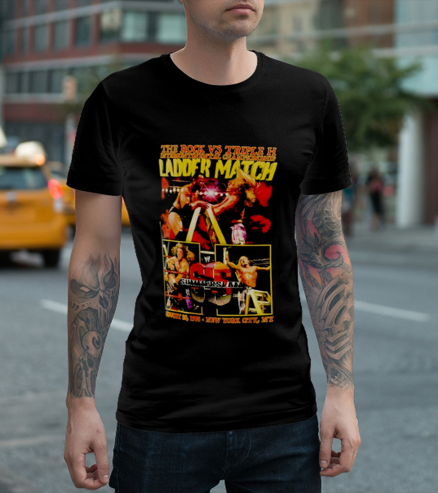 WWE SummerSlam 1998 The Rock Vs Triple H Ladder Match Intercontinental Championship New York City T-Shirt