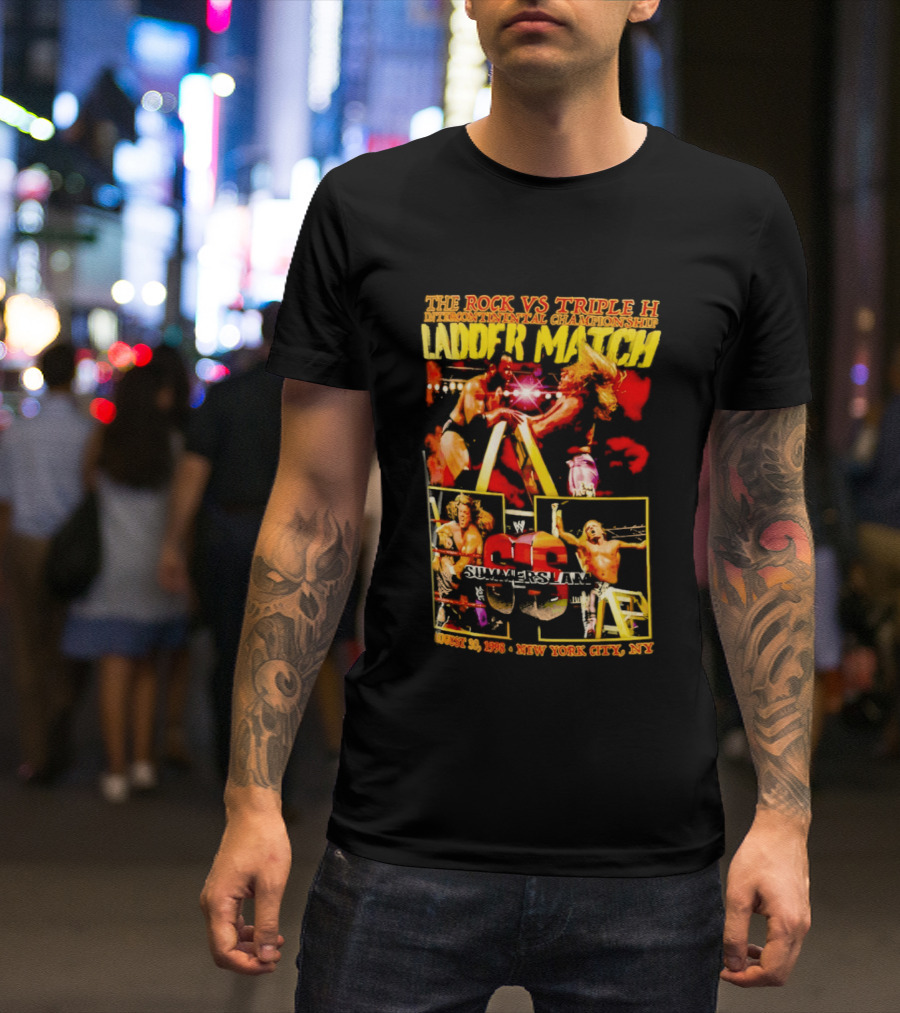 WWE SummerSlam 1998 The Rock Vs Triple H Ladder Match Intercontinental Championship New York City T-Shirt