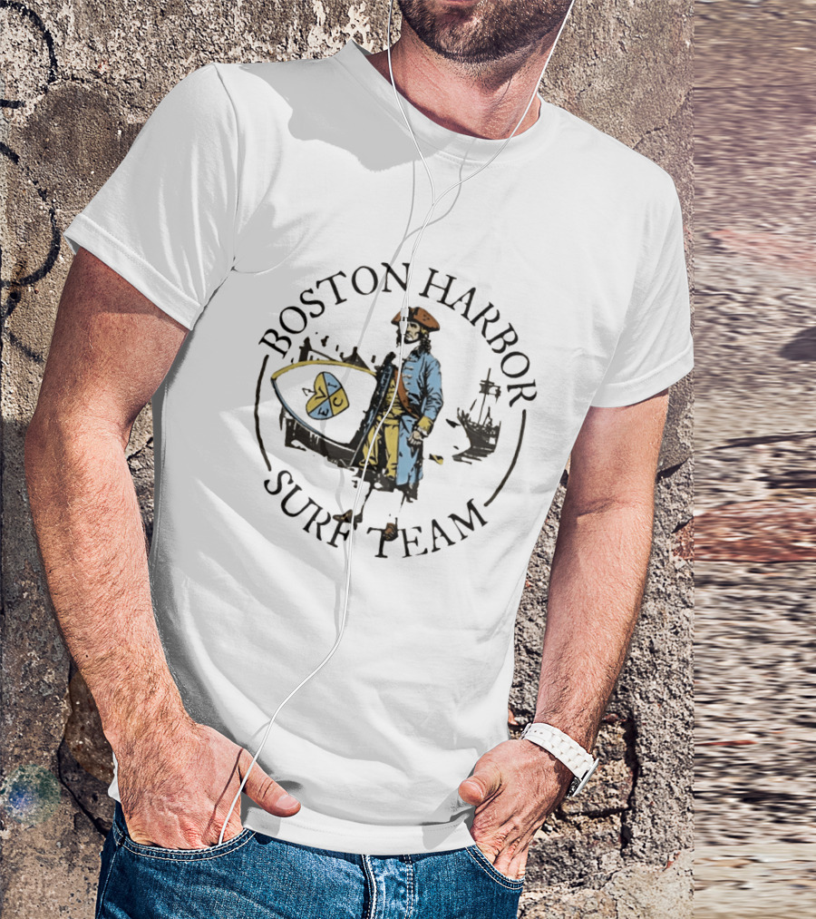Boston Harbor Surf Team Vintage Sailor With Surfboard T-Shirt