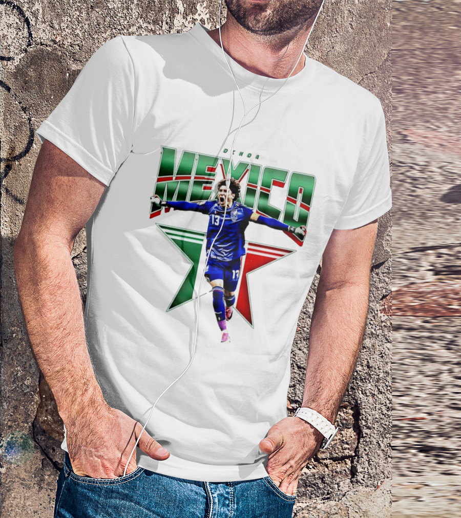 Ochoa Mexico 13 Goalkeeper Tri Color Starburst T-Shirt