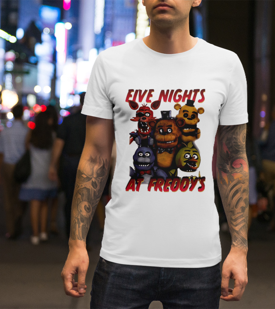 Five Nights At Freddy's Cartoon Characters Freddy Bonnie Chica Foxy T-Shirt