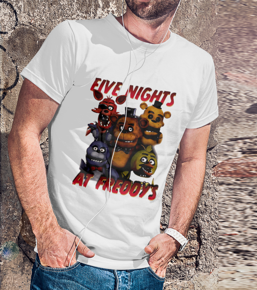 Five Nights At Freddy's Cartoon Characters Freddy Bonnie Chica Foxy T-Shirt
