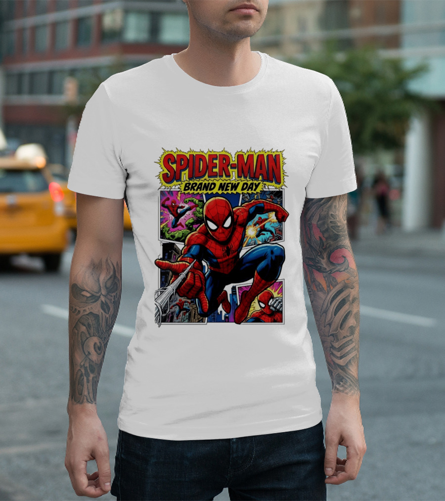 Spider Man Brand New Day Collage Marvel Comic Adventure T-Shirt