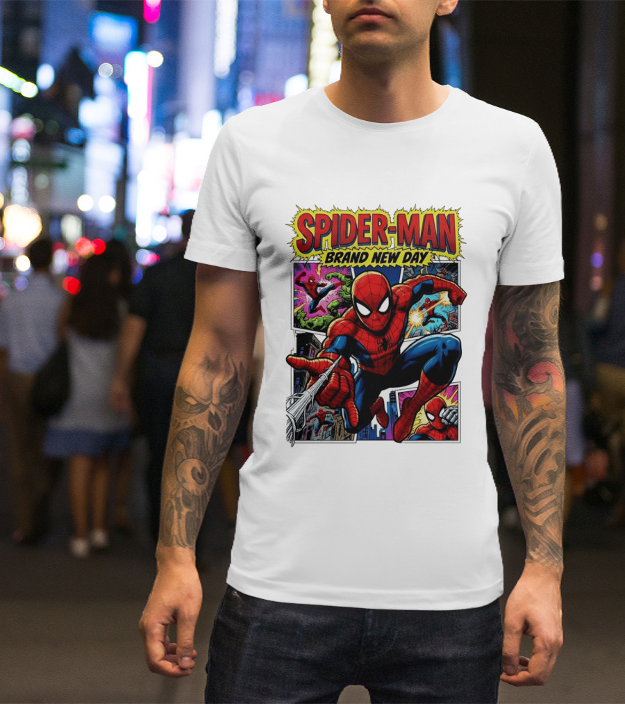 Spider Man Brand New Day Collage Marvel Comic Adventure T-Shirt