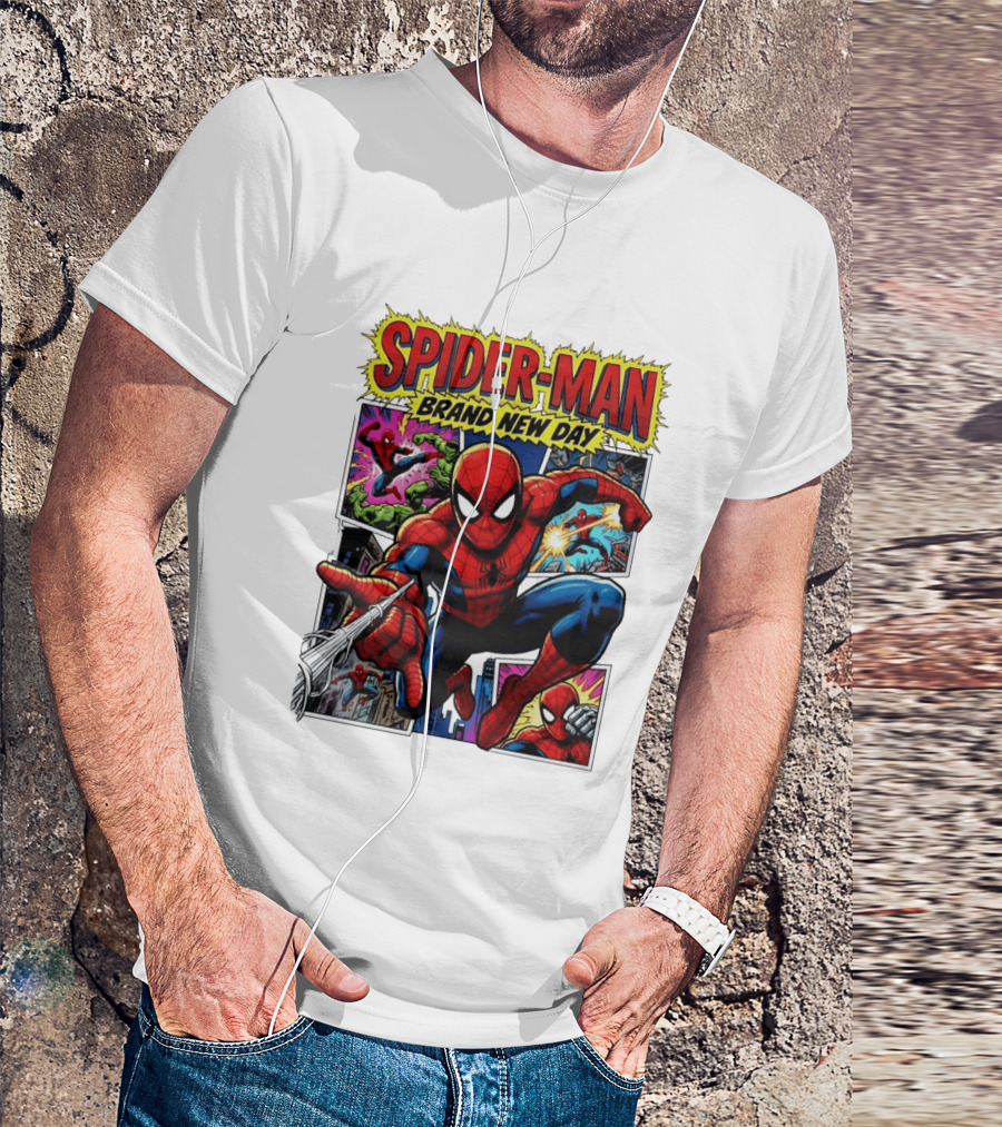 Spider Man Brand New Day Collage Marvel Comic Adventure T-Shirt