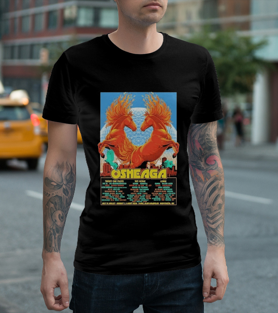 19th Annual Osheaga Music And Arts Festival July 31 To August 2 2026 Headliners Twenty One Pilots Tate McRae Lorde Parc Jean Drapeau Montreal Canada T-Shirt