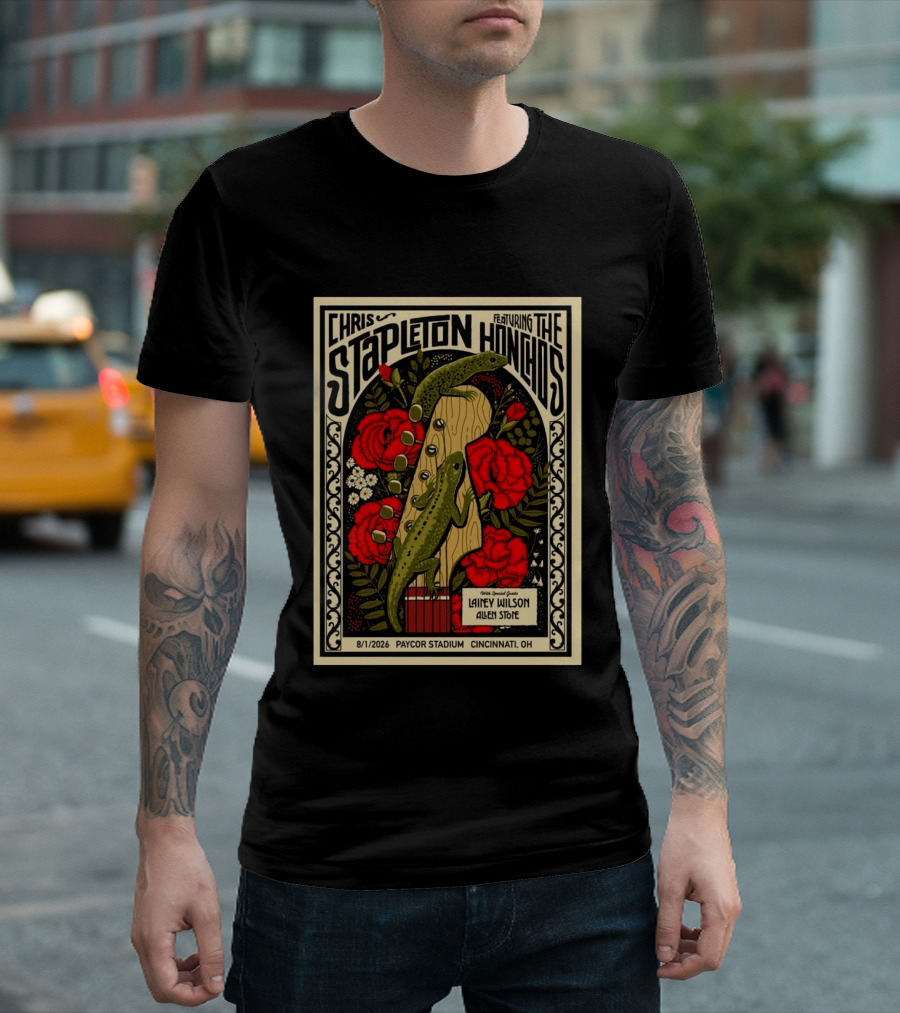 Chris Stapleton Featuring The Honchos Lainey Wilson Allen Stone Cincinnati 2026 Paycor Stadium August 1 T-Shirt
