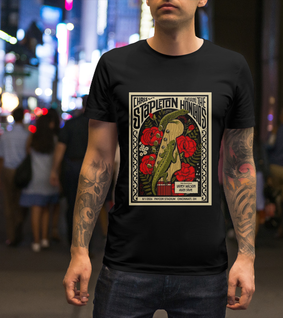 Chris Stapleton Featuring The Honchos Lainey Wilson Allen Stone Cincinnati 2026 Paycor Stadium August 1 T-Shirt