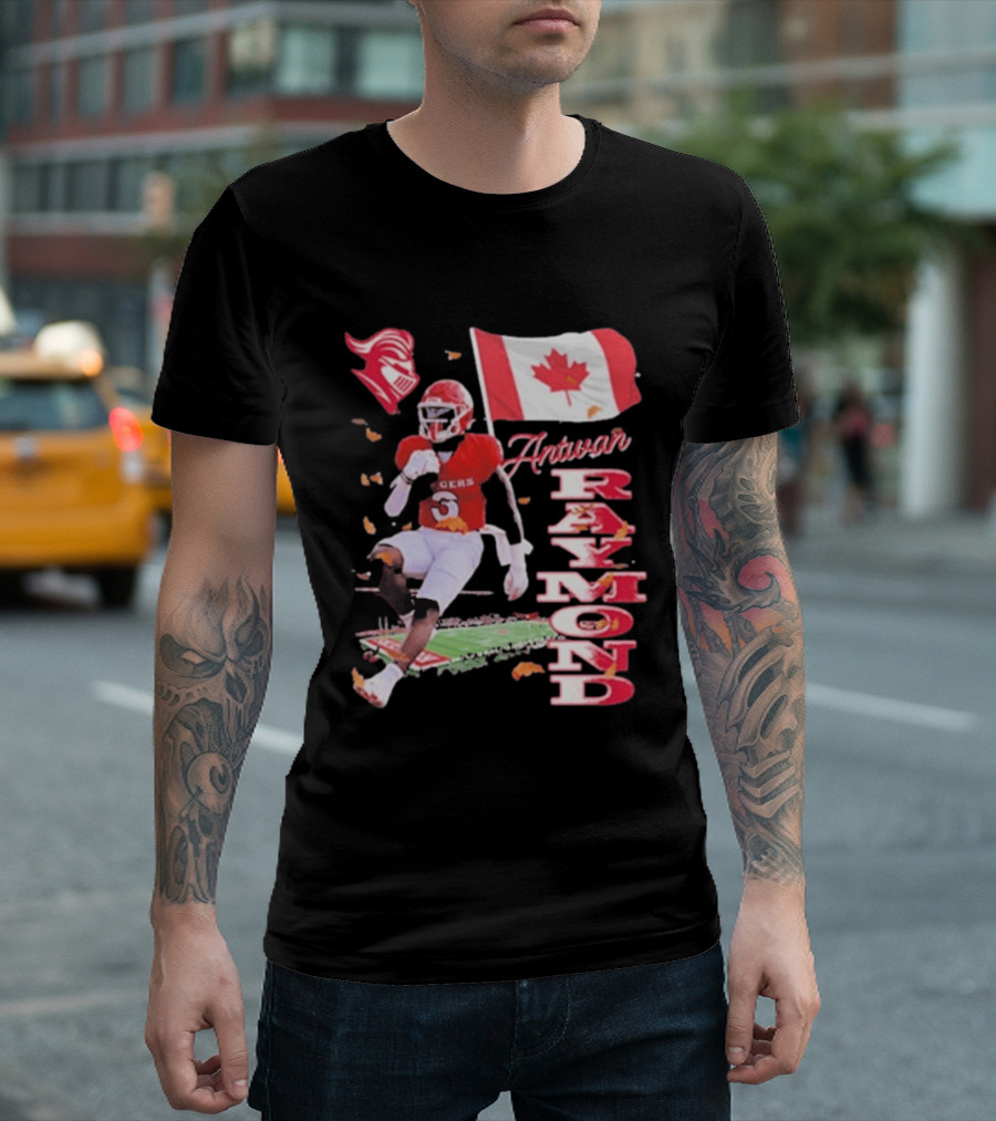 Antwan Raymond Rutgers Scarlet Knights Canadian Flag Football T-Shirt