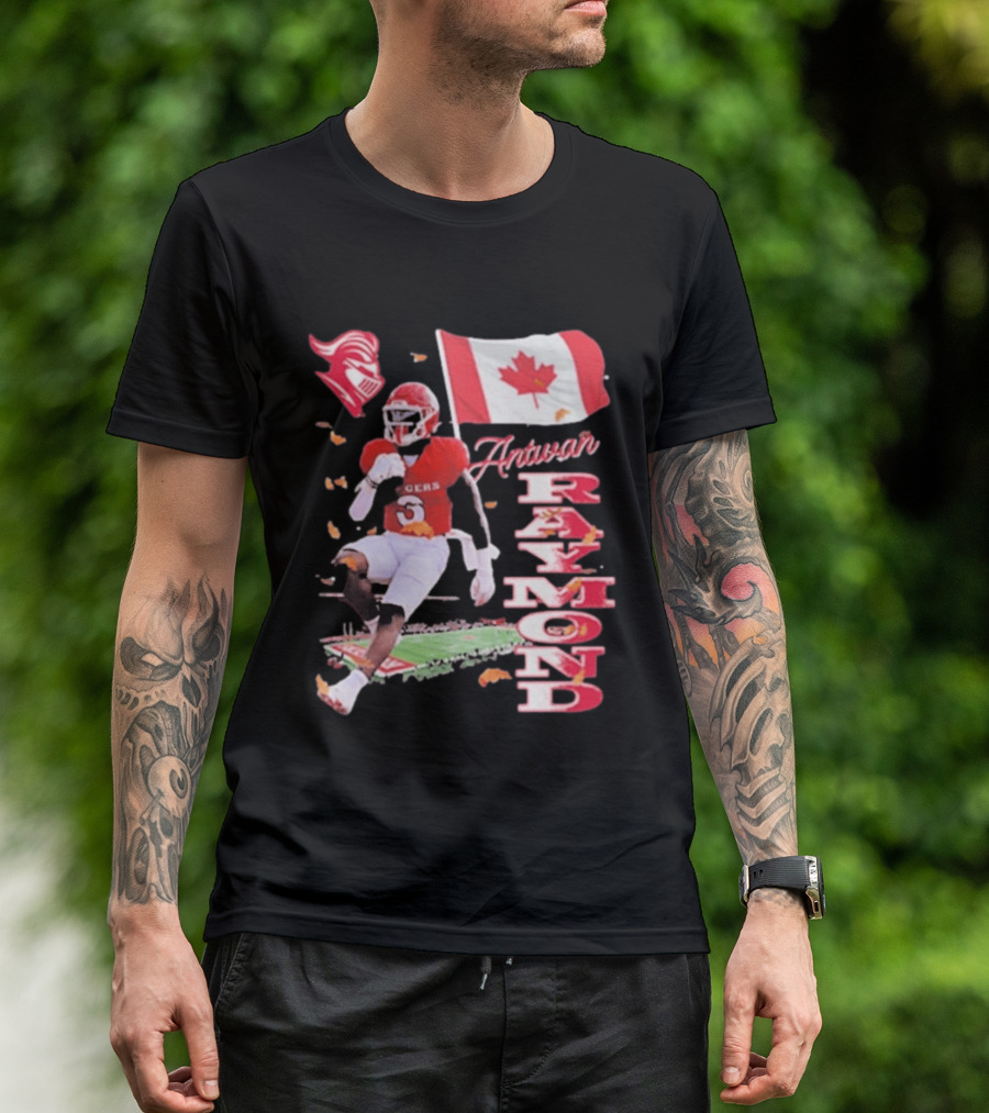 Antwan Raymond Rutgers Scarlet Knights Canadian Flag Football T-Shirt