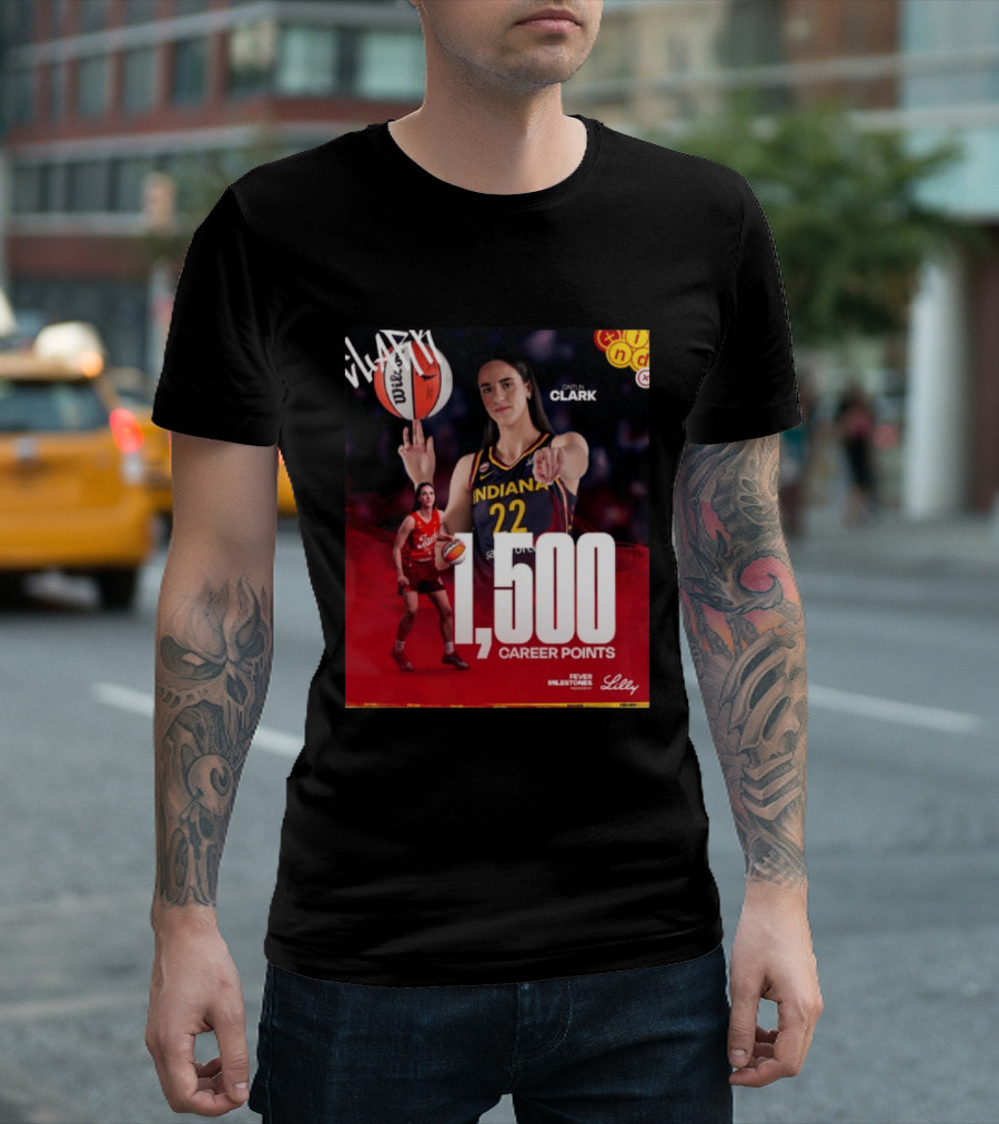 Caitlin Clark Indiana Fever 1500 Career Points Milestone Celebration WNBA Fever Milestones T-Shirt