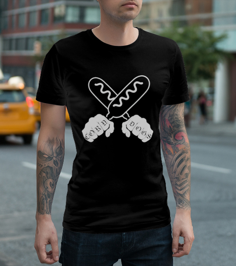 Corndog Knuckles Fun Novelty Design With Crossed Snacks And Fists T-Shirt