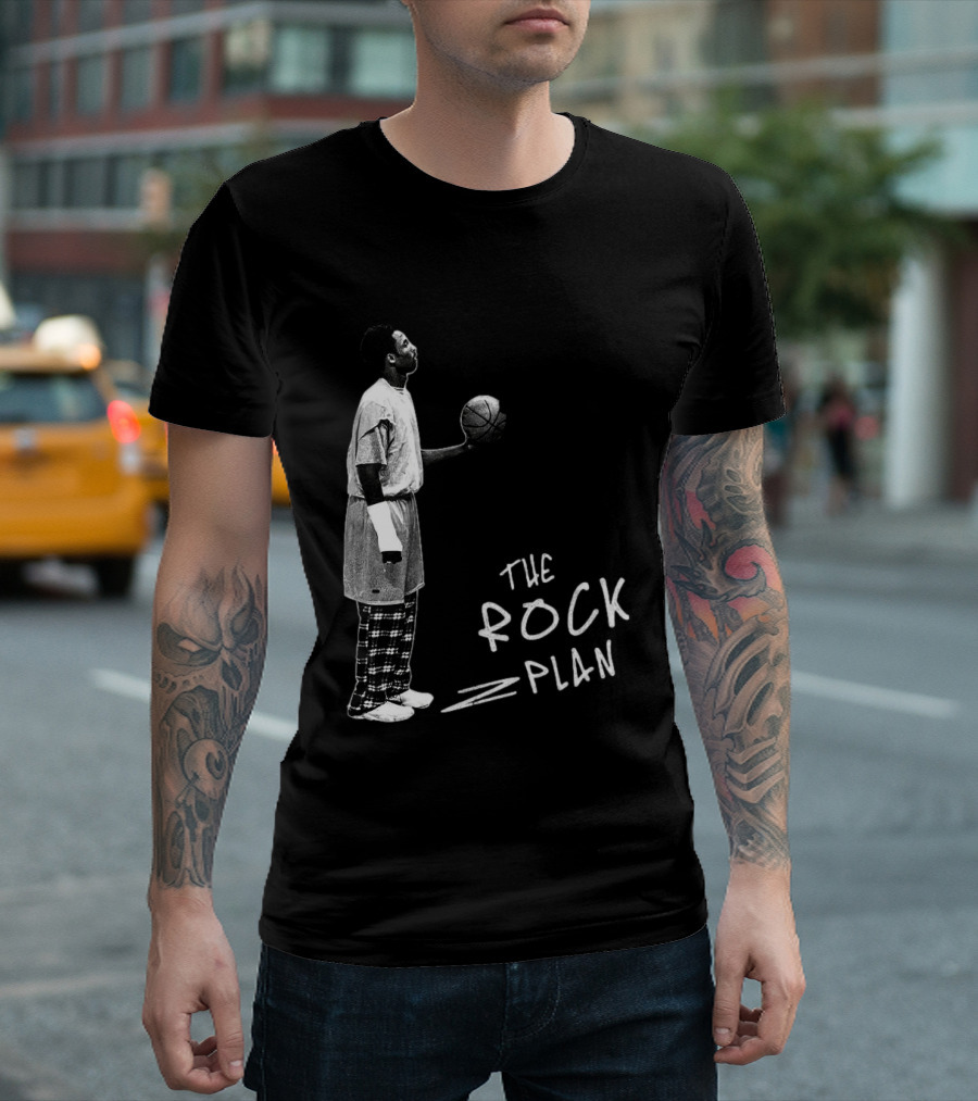 The Rock Plan Street Basketball Vintage Style Player Holding Ball T-Shirt