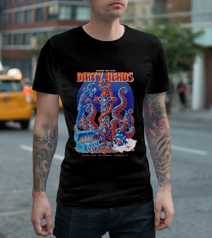 Dirty Heads Summer 2026 Tour Nashville TN August 1 Skeletons And Octopus T-Shirt