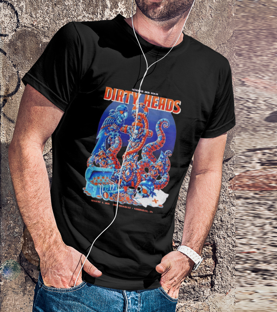 Dirty Heads Summer 2026 Tour Nashville TN August 1 Skeletons And Octopus T-Shirt