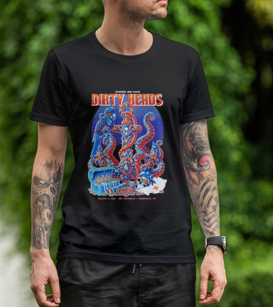Dirty Heads Summer 2026 Tour Nashville TN August 1 Skeletons And Octopus T-Shirt