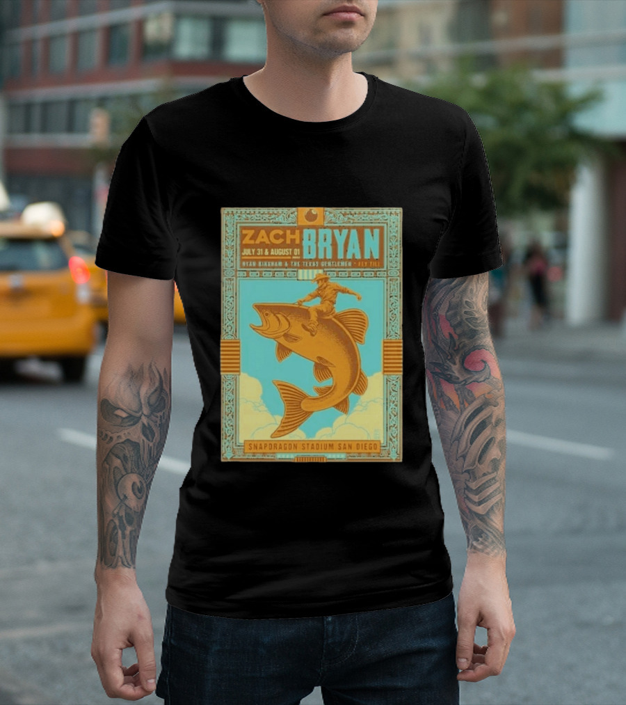 Zach Bryan July 31 August 1 Snapdragon Stadium San Diego Featuring Ryan Bingham The Texas Gentlemen Key Eli 2026 T-Shirt