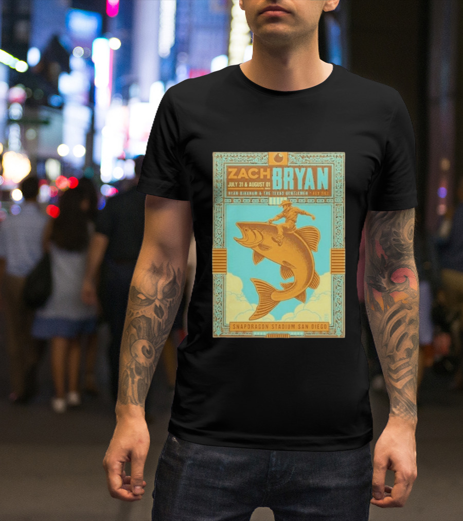 Zach Bryan July 31 August 1 Snapdragon Stadium San Diego Featuring Ryan Bingham The Texas Gentlemen Key Eli 2026 T-Shirt