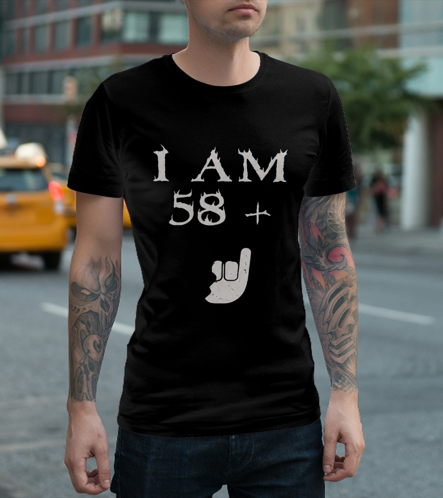 I Am 58 Plus Rock Hand Gesture T-Shirt