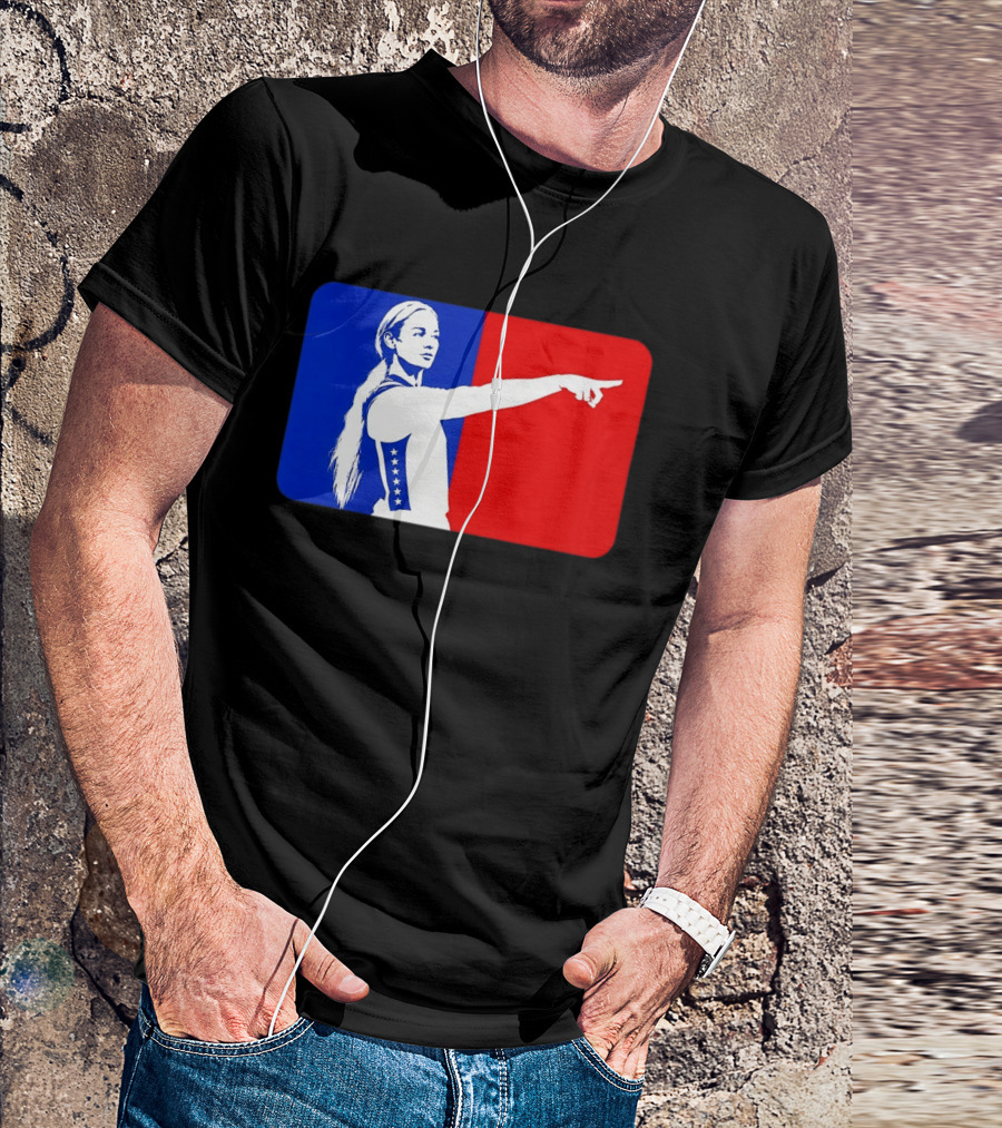 Sophie Cunningham WNBA 2026 Pointing Gesture In Blue And Red T-Shirt