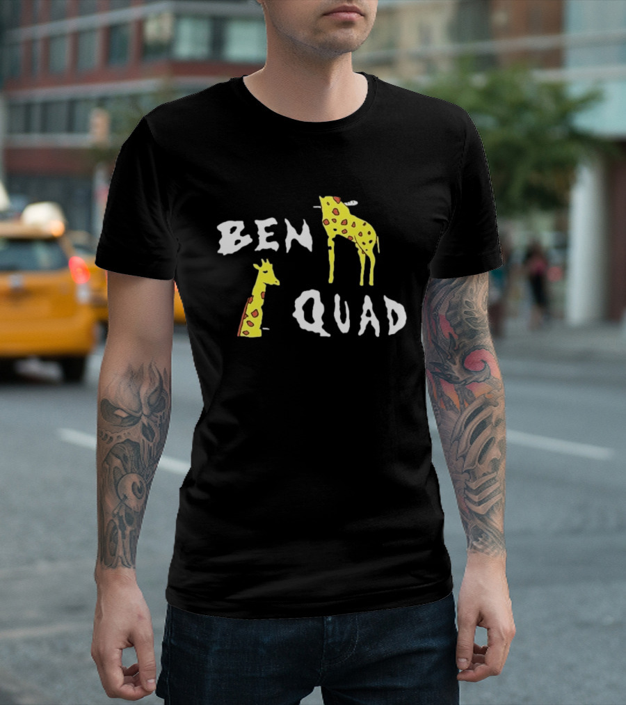 Ben Quad Giraffe Illustration Fun Cartoon T-Shirt
