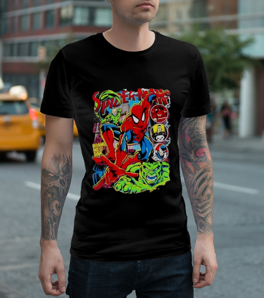 Spider Man Marvel Hulk Punisher Scorpion Ninja Brand New Day T-Shirt