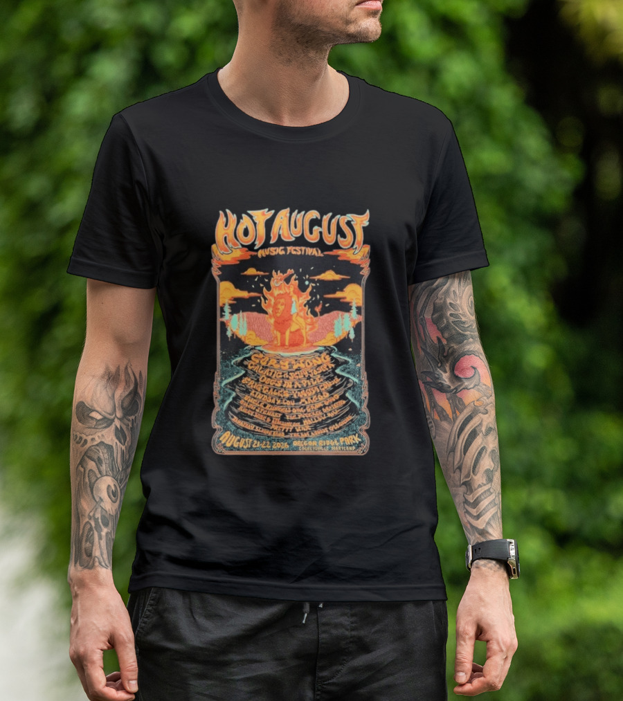 Hot August Music Festival 2026 Oregon Ridge Park Featuring Grace Stone Galactic Hartska Dogs Brass Playground Elise Testone DJ Williams T-Shirt