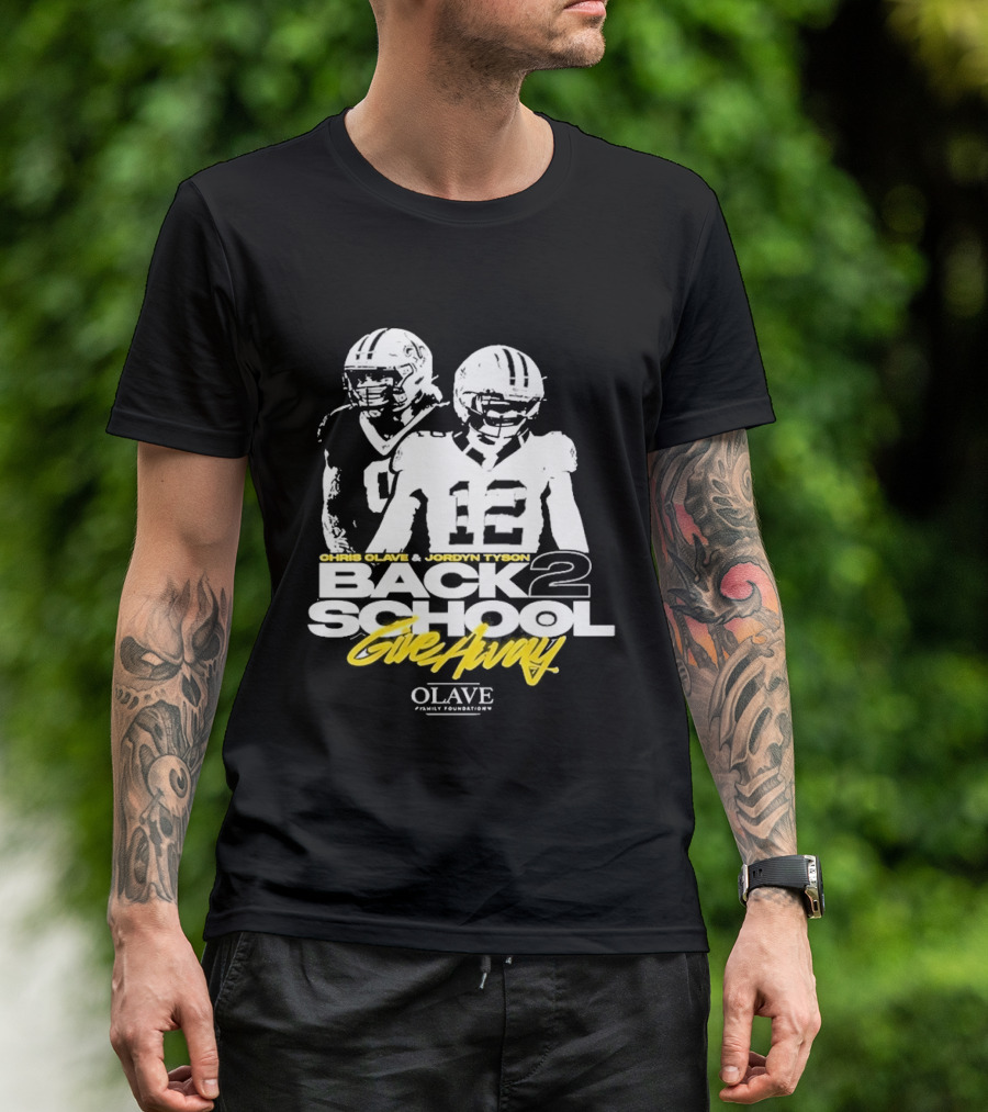 Chris Olave Jordyn Tyson Back 2 School Give Away Olave Connections T-Shirt