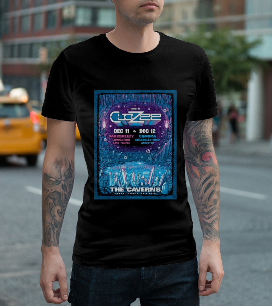 2 Nights Of CloZee The Caverns Grundy County TN Dec 11 12 2026 Parkbreezy Lowcation Bass Temple Chmura Entangled Mind Ancestryr T-Shirt