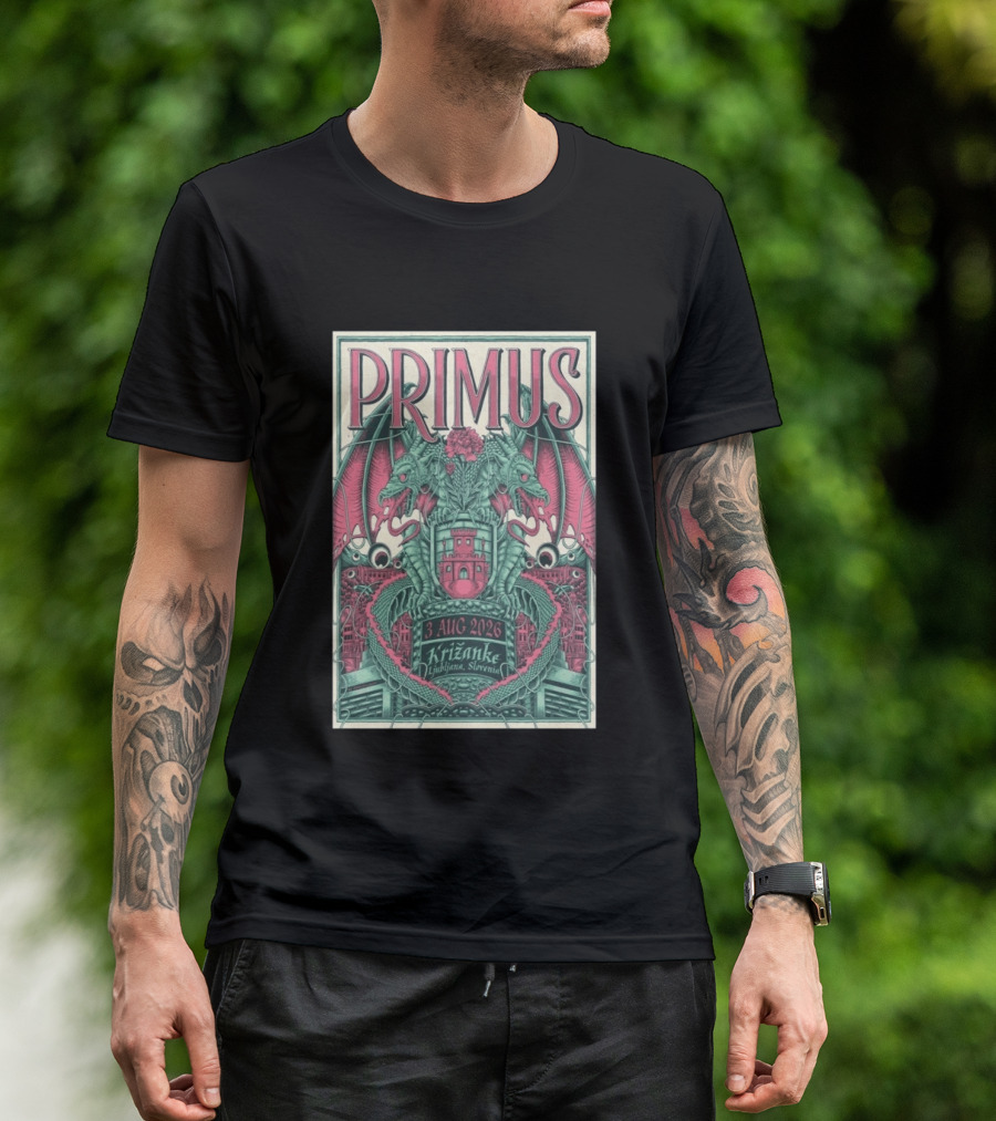 Primus Ljubljana Križanke Concert 3 Aug 2026 Double Dragon T-Shirt