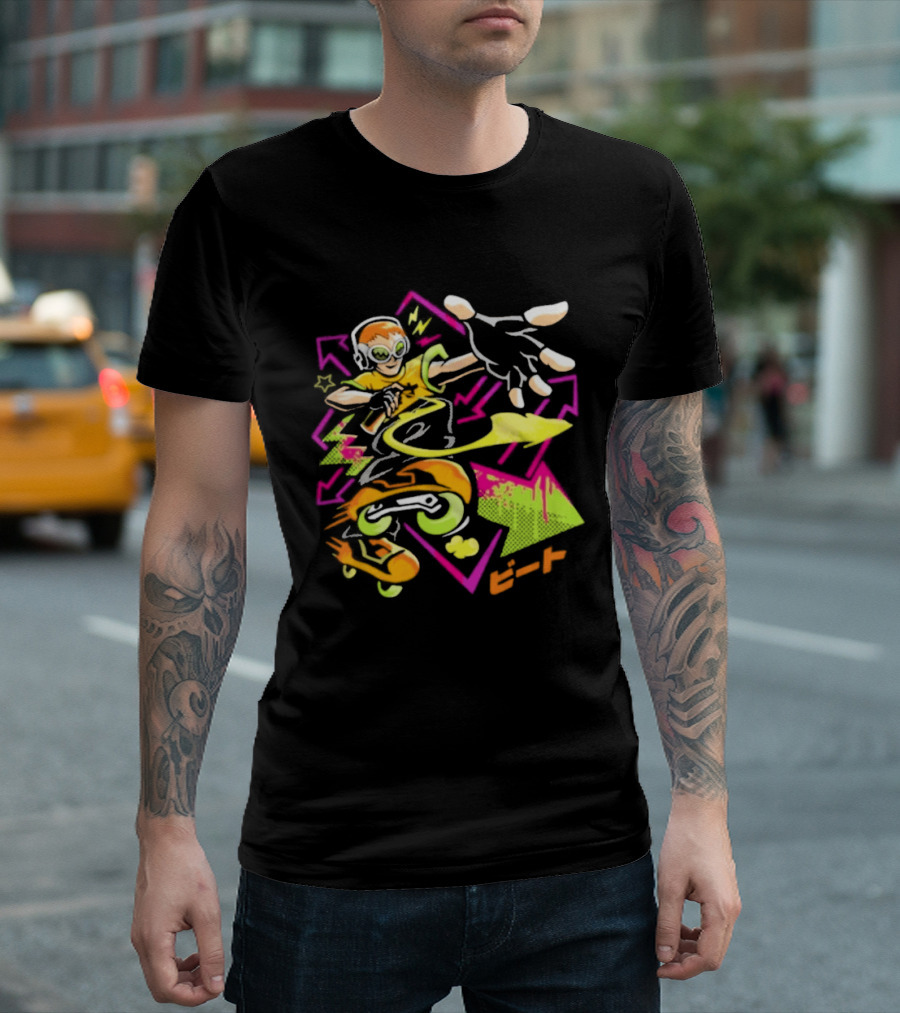 Jet Set Radio Beat Character Keep Rollin Neon Graffiti T-Shirt