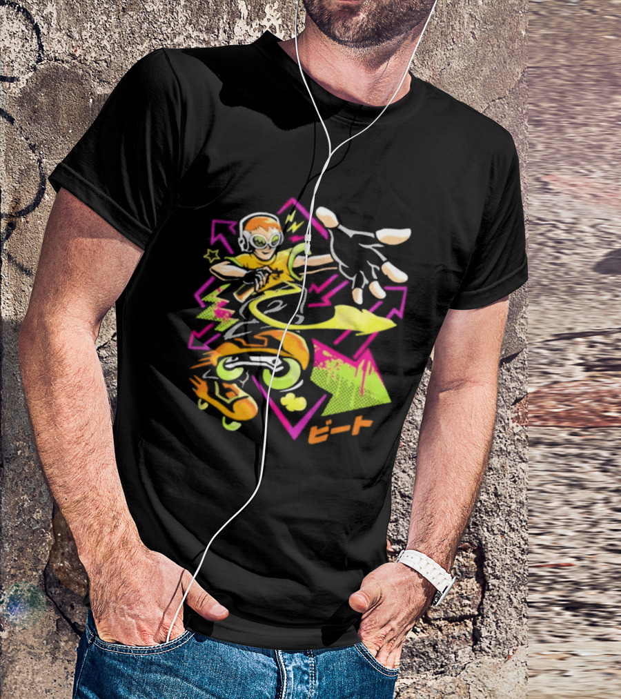 Jet Set Radio Beat Character Keep Rollin Neon Graffiti T-Shirt