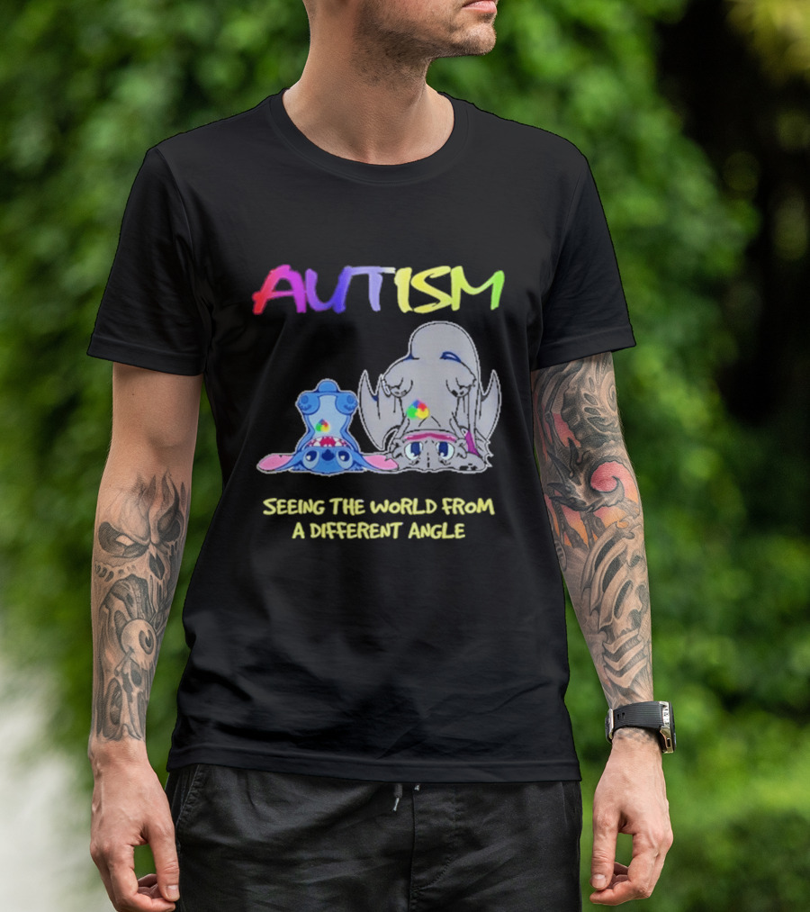 Autism Seeing The World From A Different Angle Toothless Stitch T-Shirt