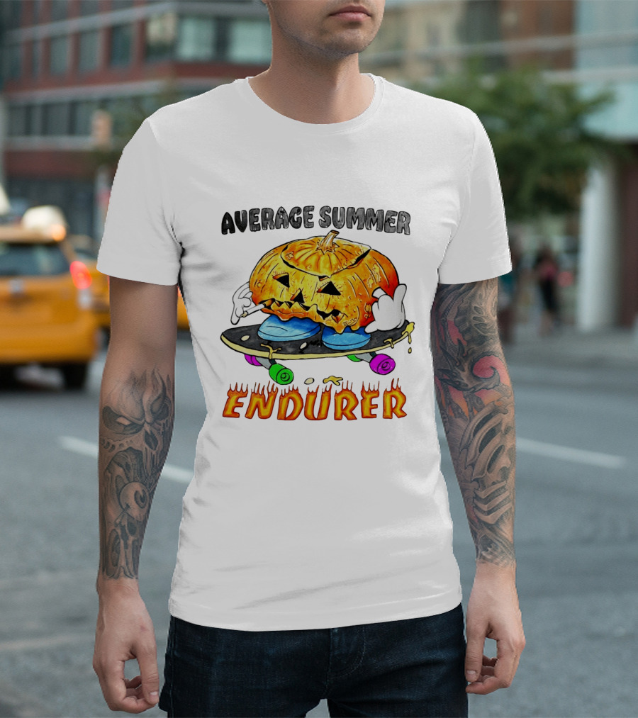 Average Summer Endurer Pumpkin Skater Skateboarding T-Shirt
