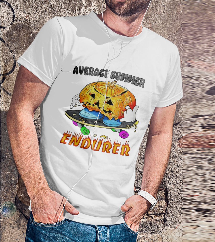 Average Summer Endurer Pumpkin Skater Skateboarding T-Shirt