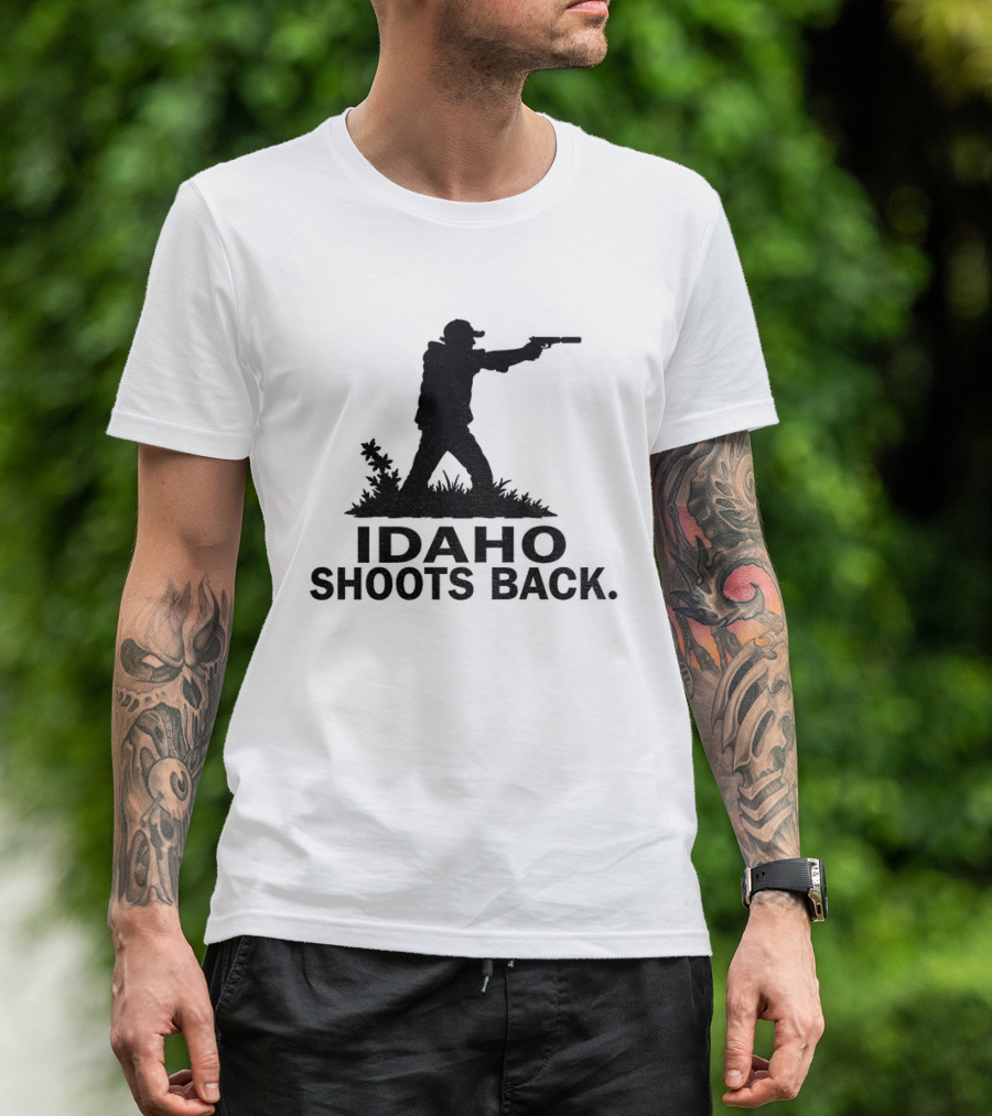 Idaho Shoots Back Silhouette Hunter With Gun T-Shirt