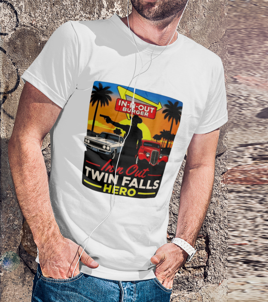 In N Out Burger Twin Falls Hero Sunset Cars Palms 2026 T-Shirt
