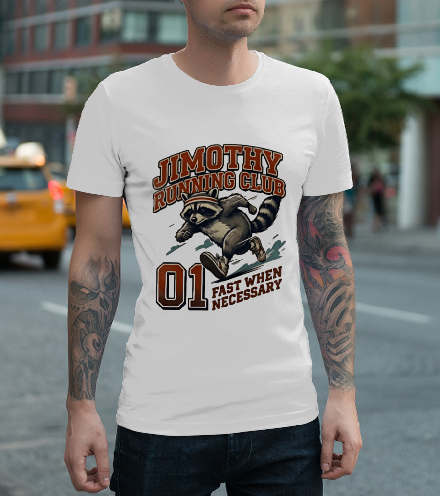 Jimothy Running Club 01 Fast When Necessary Raccoon T-Shirt