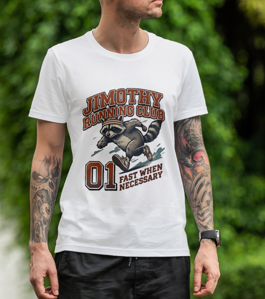Jimothy Running Club 01 Fast When Necessary Raccoon T-Shirt