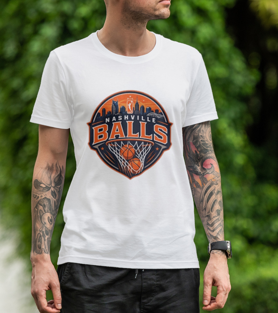 Nashville Balls Skyline Basketball Logo Cityscape T-Shirt